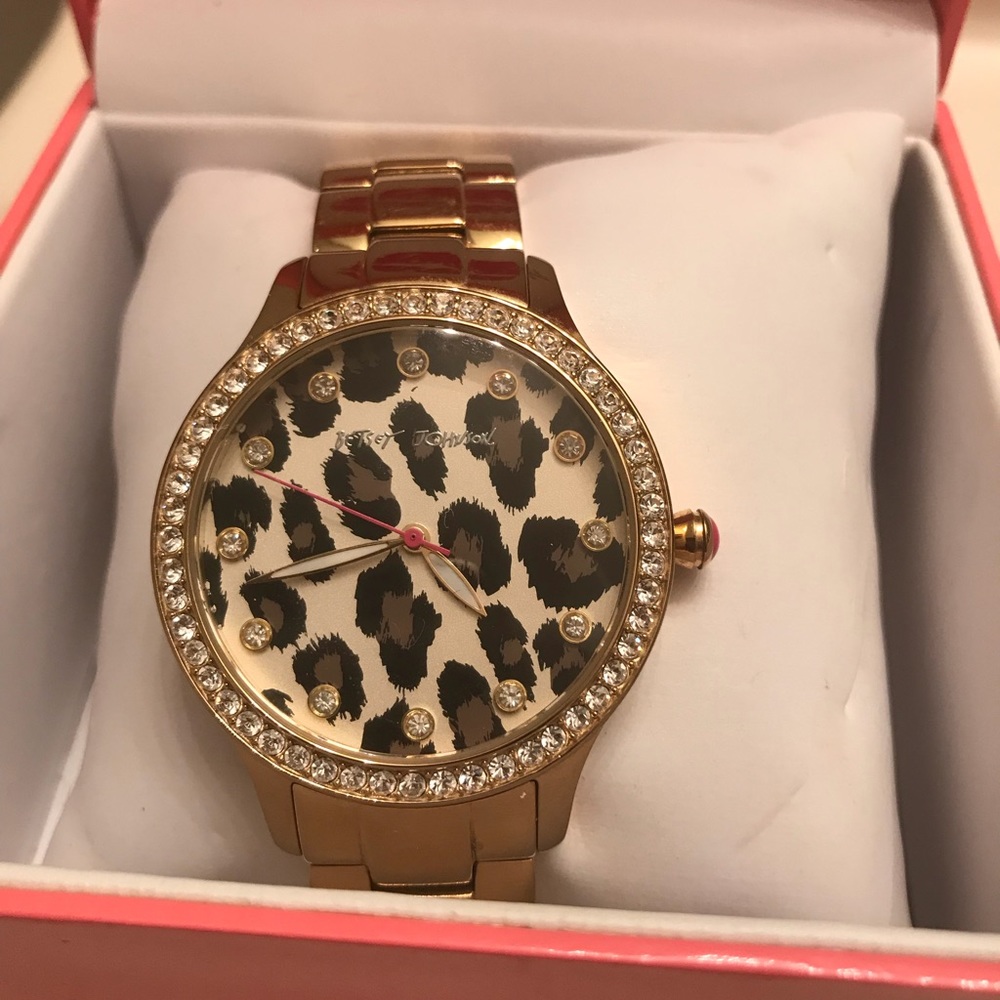 Betsy Johnson cheetah print watch